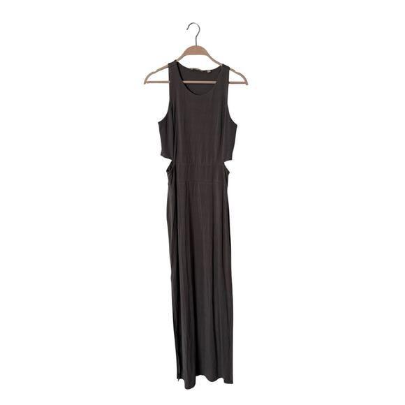 Athleta Silver Bells Cut Out Maxi Dress Athleisure Gray Tencel Stretch small - Picture 1 of 4